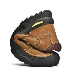 Men's Leather Hiking Shoes – Standard or Plush-Lined, Rubber Sole for Trekking & Walking