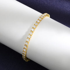 D Color VVS1 Full Moissanite Tennis Bracelet — 925 Sterling Silver, 18K Gold Plated