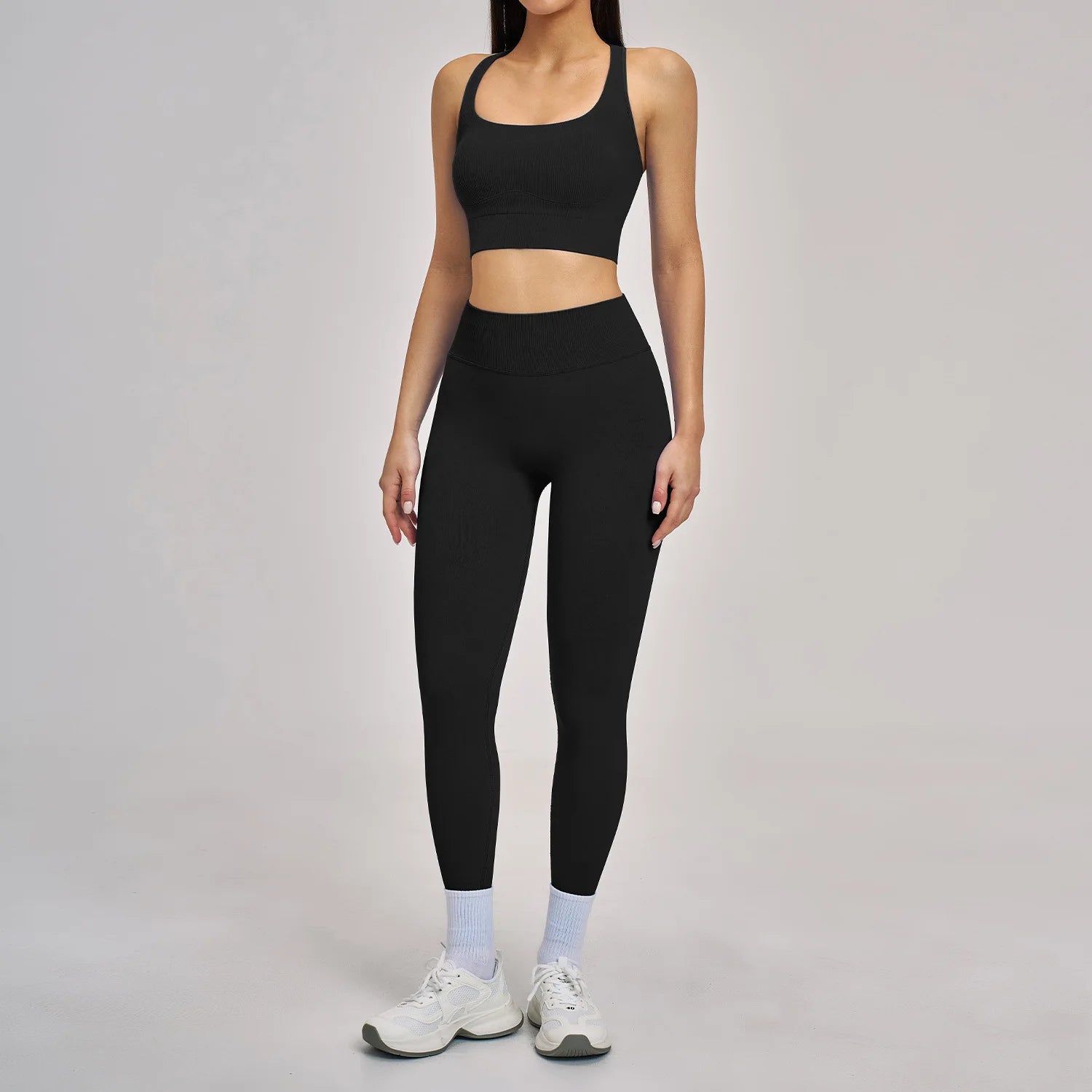 Women's 2-Piece Seamless Yoga Tracksuit | Gym Fitness Set Leggings & Sports Bra Breathable Activewear