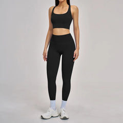 Women's 2-Piece Seamless Yoga Tracksuit | Gym Fitness Set Leggings & Sports Bra Breathable Activewear