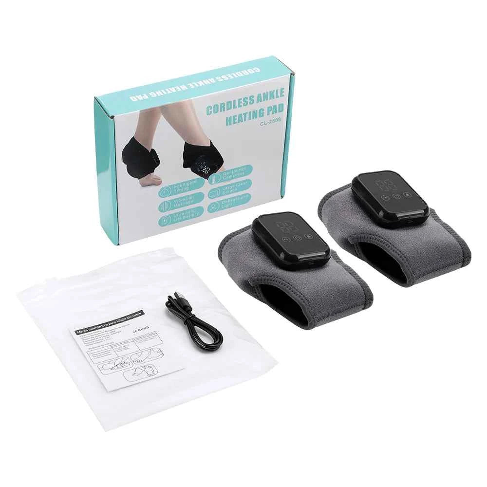 Electric Heated Ankle & Foot Massager Wrap – Cordless Vibration Therapy Support Brace