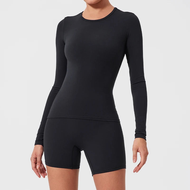 Women's 2-Piece Ultra-Soft Long Sleeve Gym Set | Sports Bra Yoga Running Workout Suit Activewear
