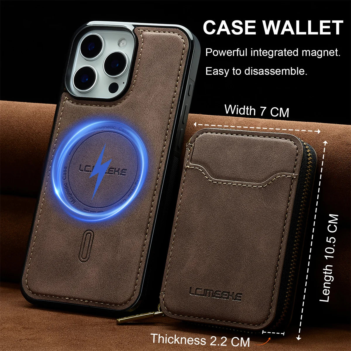 2 in 1 MagSafe Magnetic Leather Wallet & Card Holder Case - for iPhone 15 Series - Phone Cases Covers