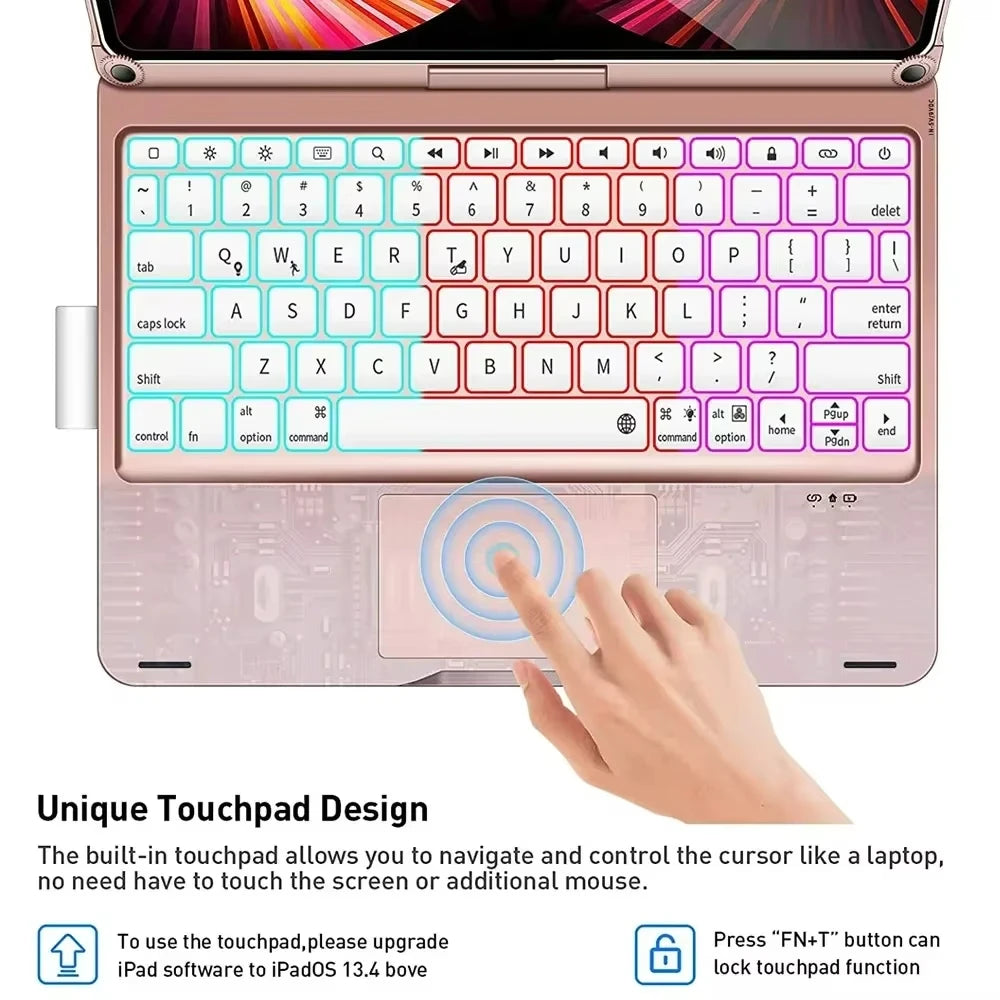360 Degree Flip Backlit Magic Keyboard For iPad 11th Generation A16/ iPad Air 7 11 13 inch by Snagg A Wireless Keyboard