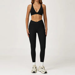 Women's 2-Piece Yoga Tracksuit | Push-Up Bra & High Waist Leggings Gym Fitness Sportswear