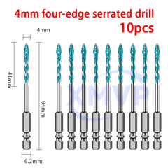 Four-edge serrated eccentric drill bit, high-hardness tile drilling, concrete Nemesis, super-hard special electric drill