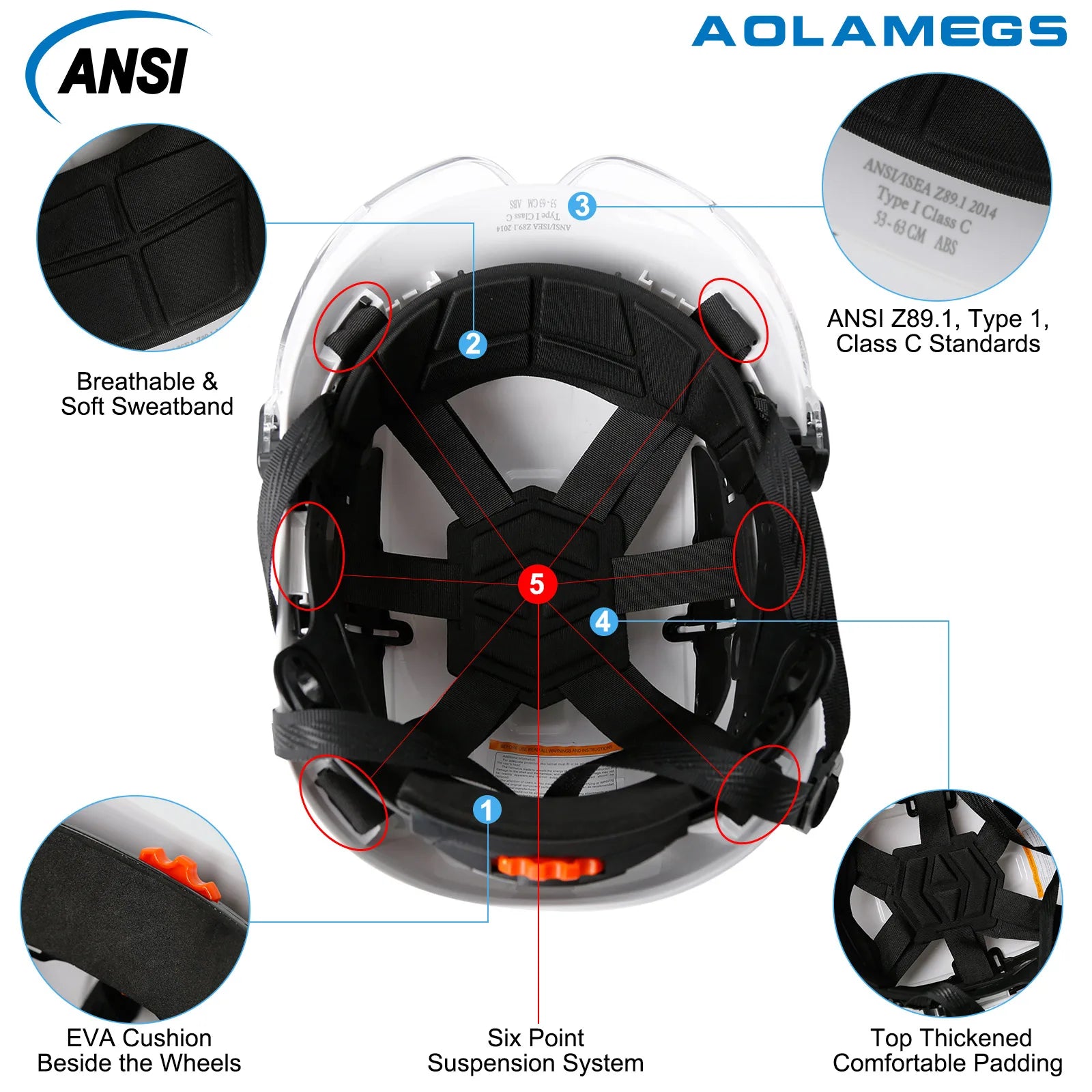 Vented construction safety helmet with built-in visor – image 6