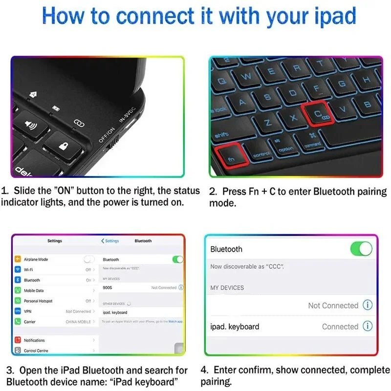 360 Degree Flip Backlit Magic Keyboard For iPad 11th Generation A16/ iPad Air 7 11 13 inch by Snagg A Wireless Keyboard