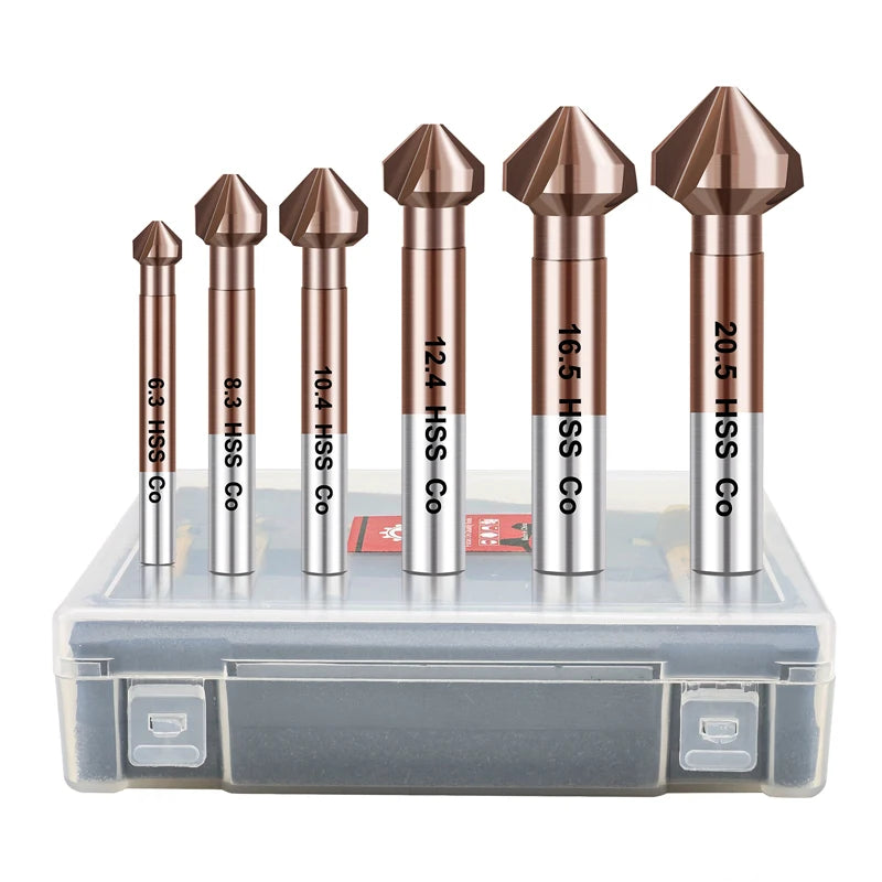 6pcs M35 HSS Countersink Chamfer Bits Set | 90° Deburring for Stainless Steel Iron Metal CE Certified