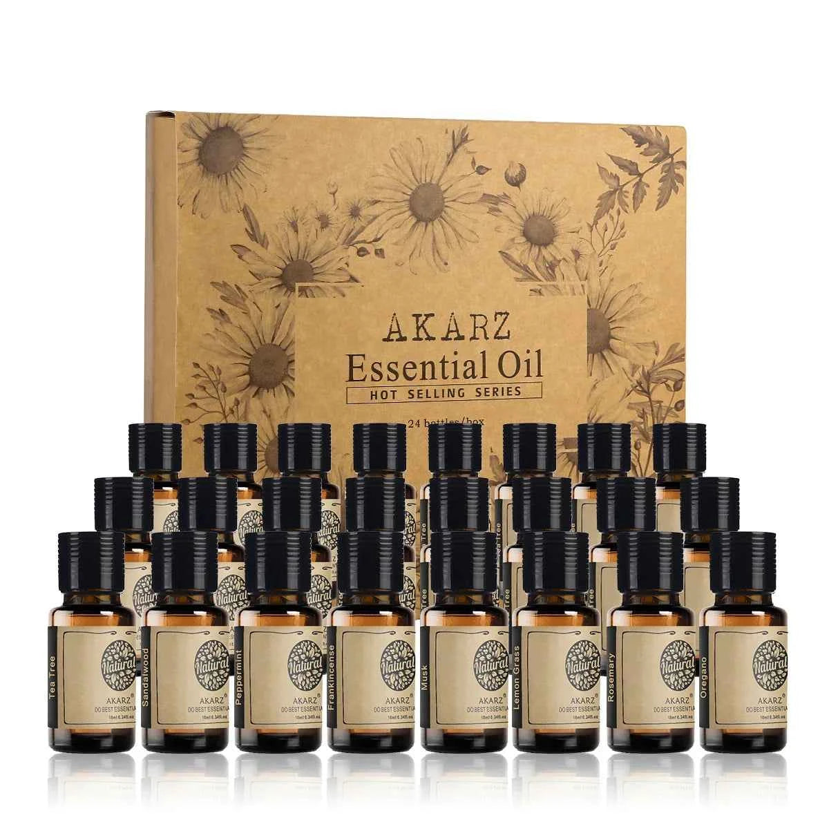 24 Bottle Elite Essential Oil Collection – 100% Pure 10ml Botanical Library for Diffusion, Wellness & Artisanal Crafting
