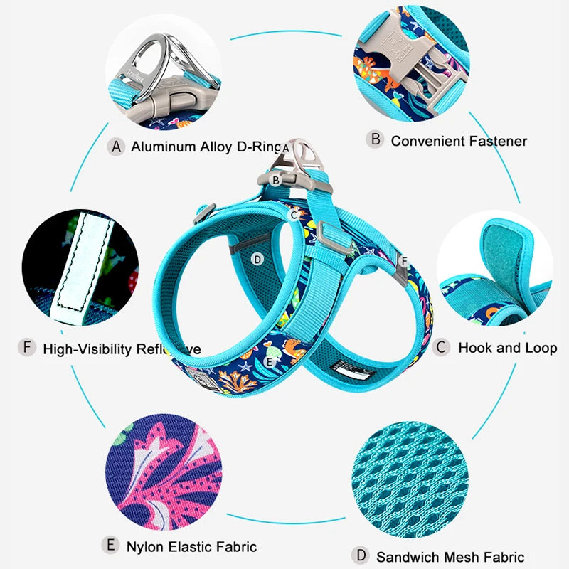 Floral Print Air-Mesh Harness for Dogs & Cats by Snagg A Harness