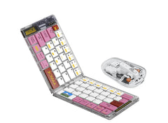 Foldable Wireless Keyboard & Mouse | PU Leather Cover & Transparent Dual-Mode Design