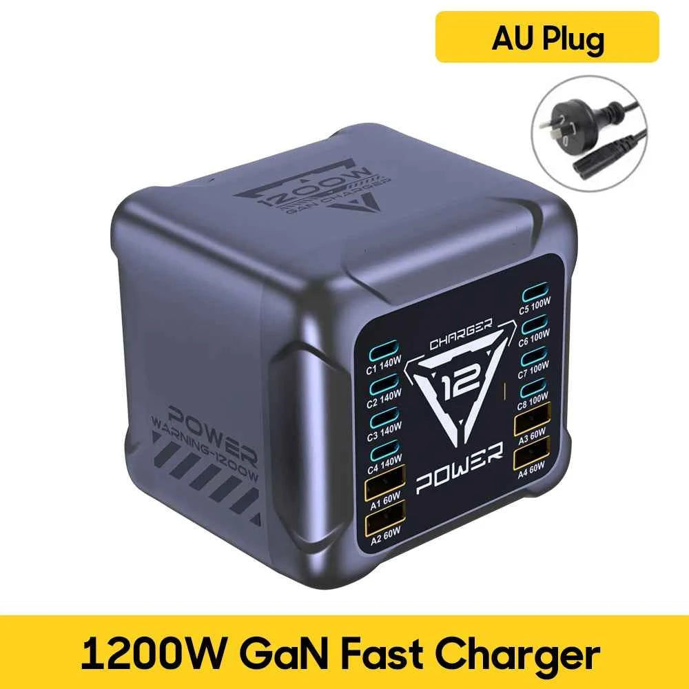 1200W GaN USB-C Charging Station | PD3.1 140W PPS Fast Charger MacBook Laptop iPhone Samsung