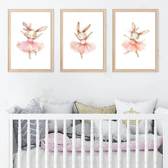 3pcs Ballerina Bunny Canvas Prints by Snagg A Print