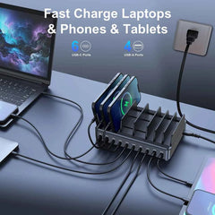 500W Multi USB-C Desktop Charging Dock | PD 100W Stand Holder Fast Charger Phone Tablet Laptop