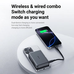 ACEFAST 10000mAh Magnetic Wireless Power Bank with Bracket For iPhone 16/15 PD20W/22.5W USB C Fast Charging For Samsung S24/S25 by SnaggIt