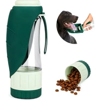 Portable Dog Water Bottle with Food Container by Snagg A Feeder