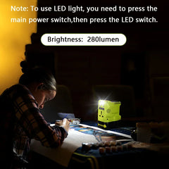 200W Portable Power Inverter & 280LM LED Floodlight | High Utility Mobile Power Compatible With Ryobi 18V Batteries