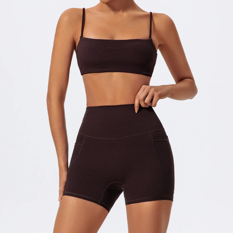 Women's Long Sleeve Workout Suit | Quick-Dry Gym Bra & Short Tracksuit Running Yoga Clothes Set