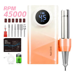 Professional 45,000 RPM Ultra Quiet Cordless Nail Drill – High-Torque 4500mAh Rechargeable Manicure Station