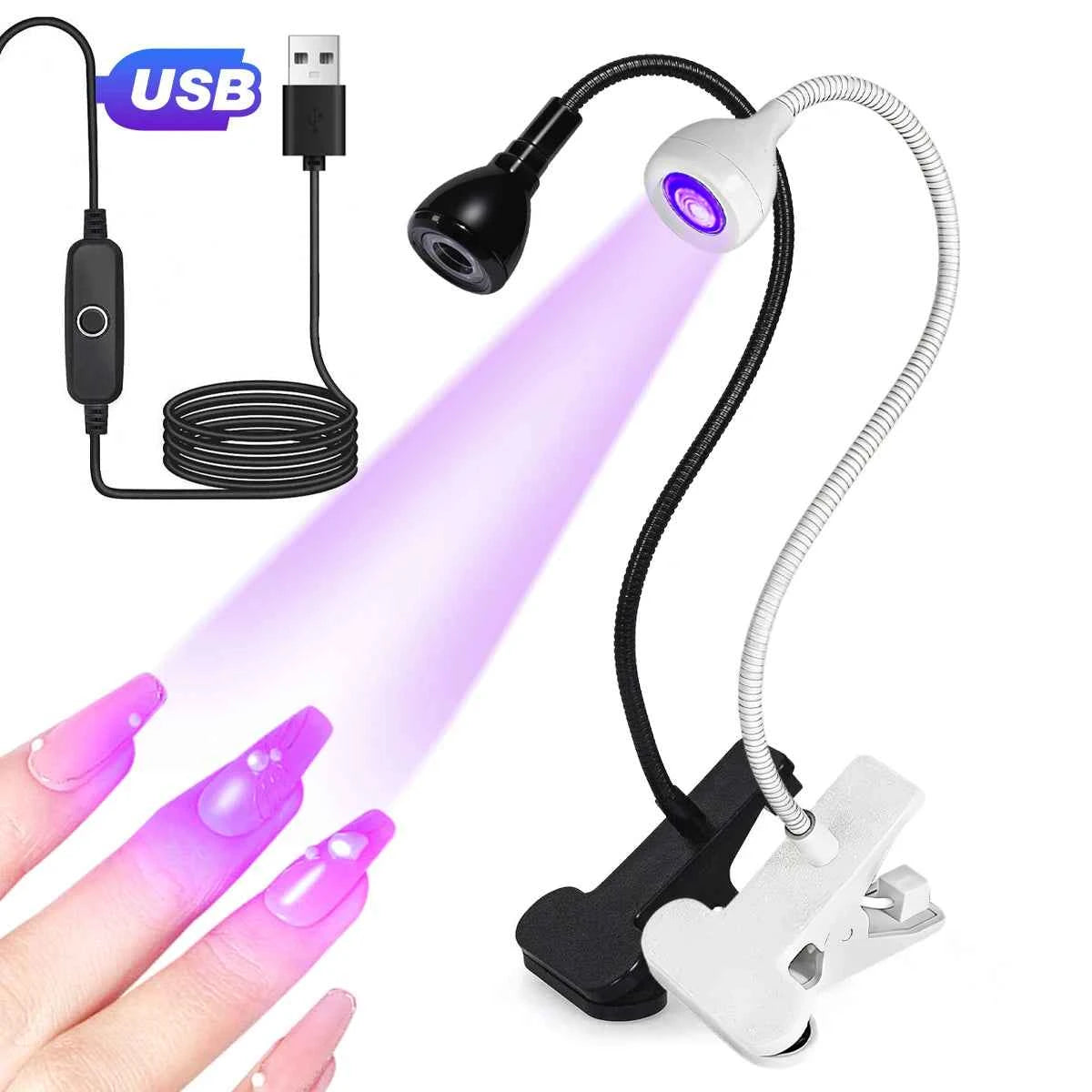 360° Rotatable Mini LED UV Nail Lamp – Professional Clip On Flash Cure Light
