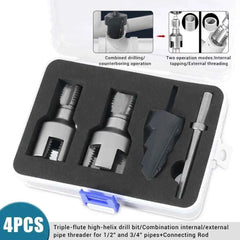1 Set Professional PPR/PVC Water Pipe Threader & Triple Flute Counterbore Kit