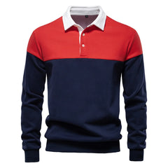 Men’s Premium Color Block Sweatshirt | Business Casual Polo-Collar Pullover