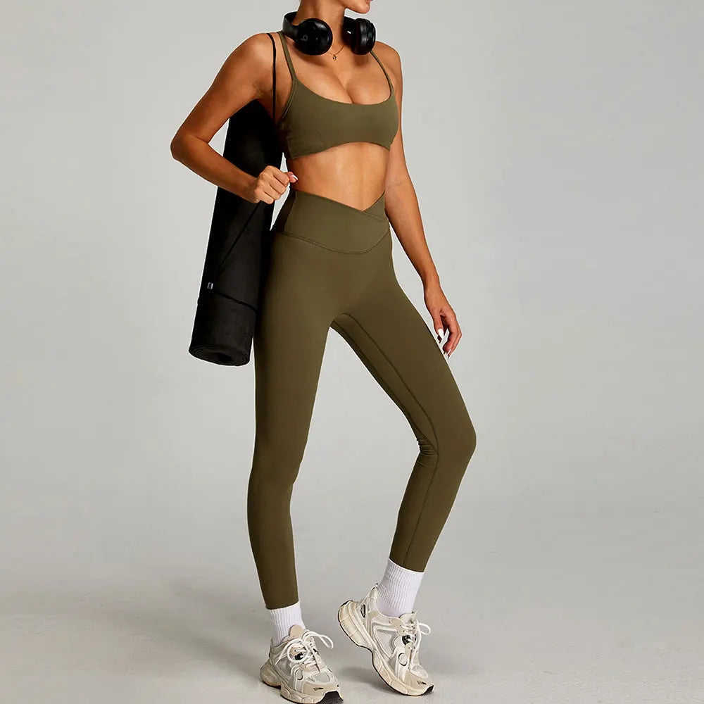 Women's 2-Piece Short Sleeve Yoga Suit | Quick-Dry Gym Tracksuit Running Workout Sports Set
