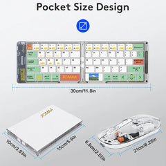 Foldable Wireless Keyboard & Mouse | PU Leather Cover & Transparent Dual-Mode Design