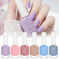 Essential 6 Piece Water-Based Nail Polish Collection – 10ml Nude, Red & Pink Peel Off Air Dry Kit