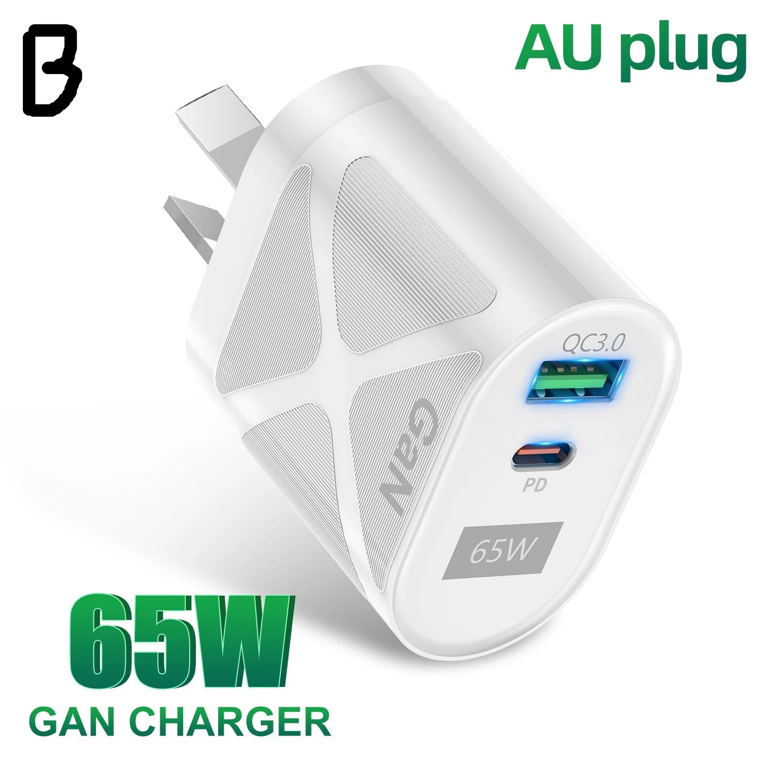 AU Plug 65W GaN Charger by Snagg An Adapter