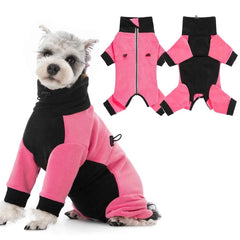 Fleece Dog Jumpsuit with Closed Belly – Warm Winter Overalls for Small Dogs (Cuttable Panel)