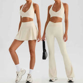 Women's Sports Bra & Flared Trousers Yoga Set | Gym Fitness Tracksuit Workout Sportswear Athletic
