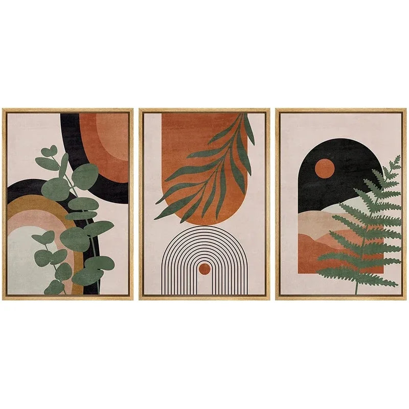 3-Piece Desert & Palm Leaf Abstract Wall Art by Snagg A Print
