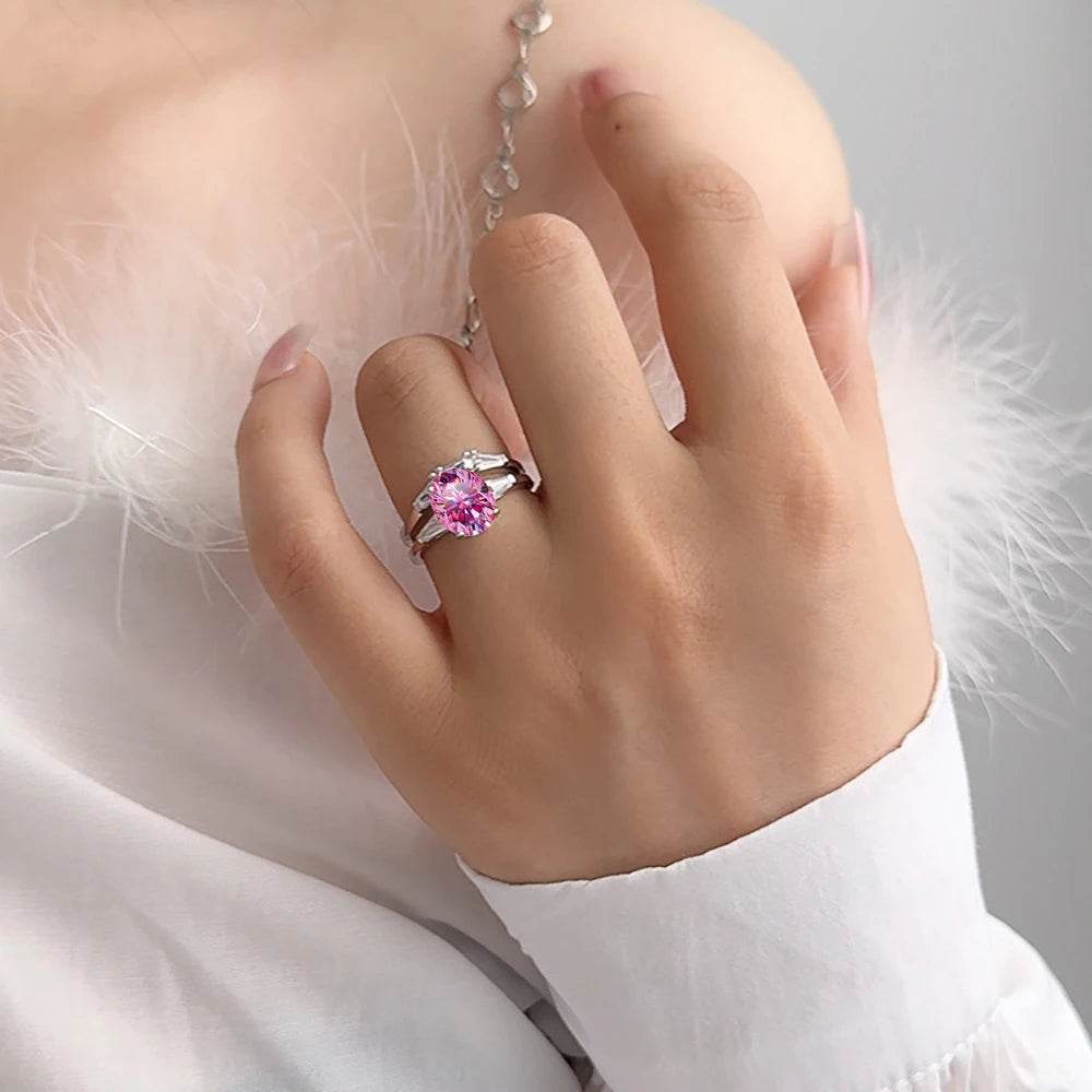 2ct Pink Oval Moissanite Ring Set - SnaggIt