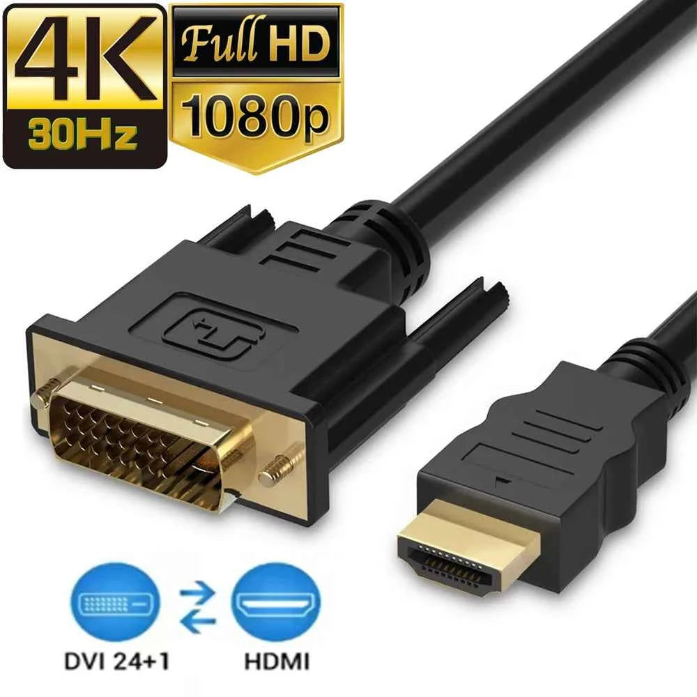 4K HDMI to DVI Cable – Bi-Directional DVI-D Adapter Converter for PS5, Xbox, PC & HDTV