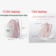 Women's Waterproof Nylon Laptop Backpack 13" – Lightweight Large Capacity College & University Bag