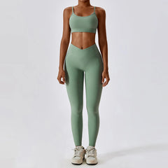 Women's 2-Piece Ribbed Seamless Yoga Set | Sports Bra & Gym Leggings Fitness Tracksuit Activewear