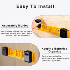 5PCS Wall Mount Set Heavy Duty Battery Brackets Compatible with DeWalt, Makita & Milwaukee