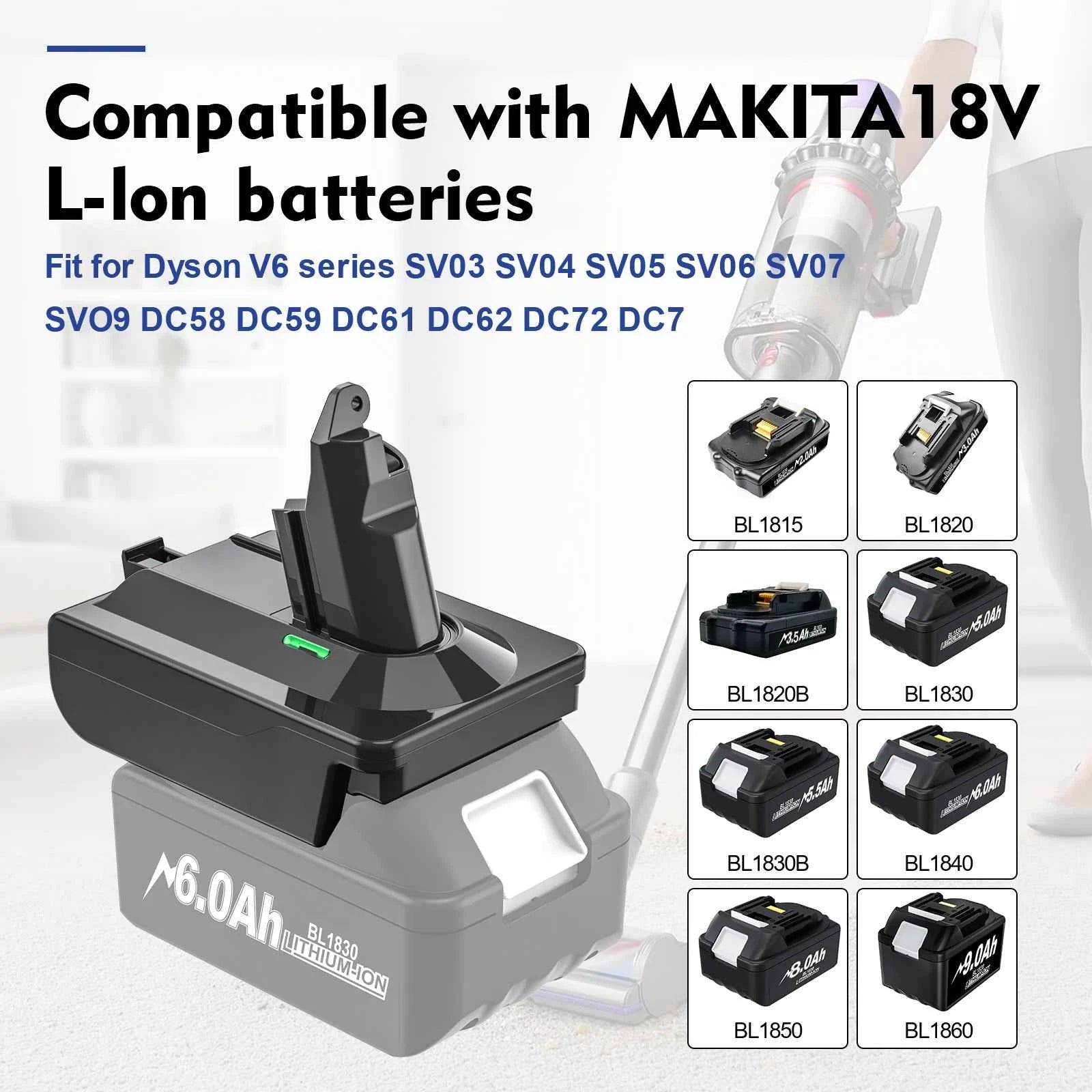 Dyson V6 V7 V8 battery adapter for 18V tool batteries – image 5