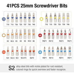 1/4" Mini Ratchet Wrench & 41-Piece Screwdriver Bit Set – Hex Torque Quick-Release Handle Repair Tool