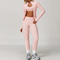 Women's 2/3-Piece Long Sleeve Yoga Suit | Sports Bra Running Workout Gym Tracksuit Athletic Wear