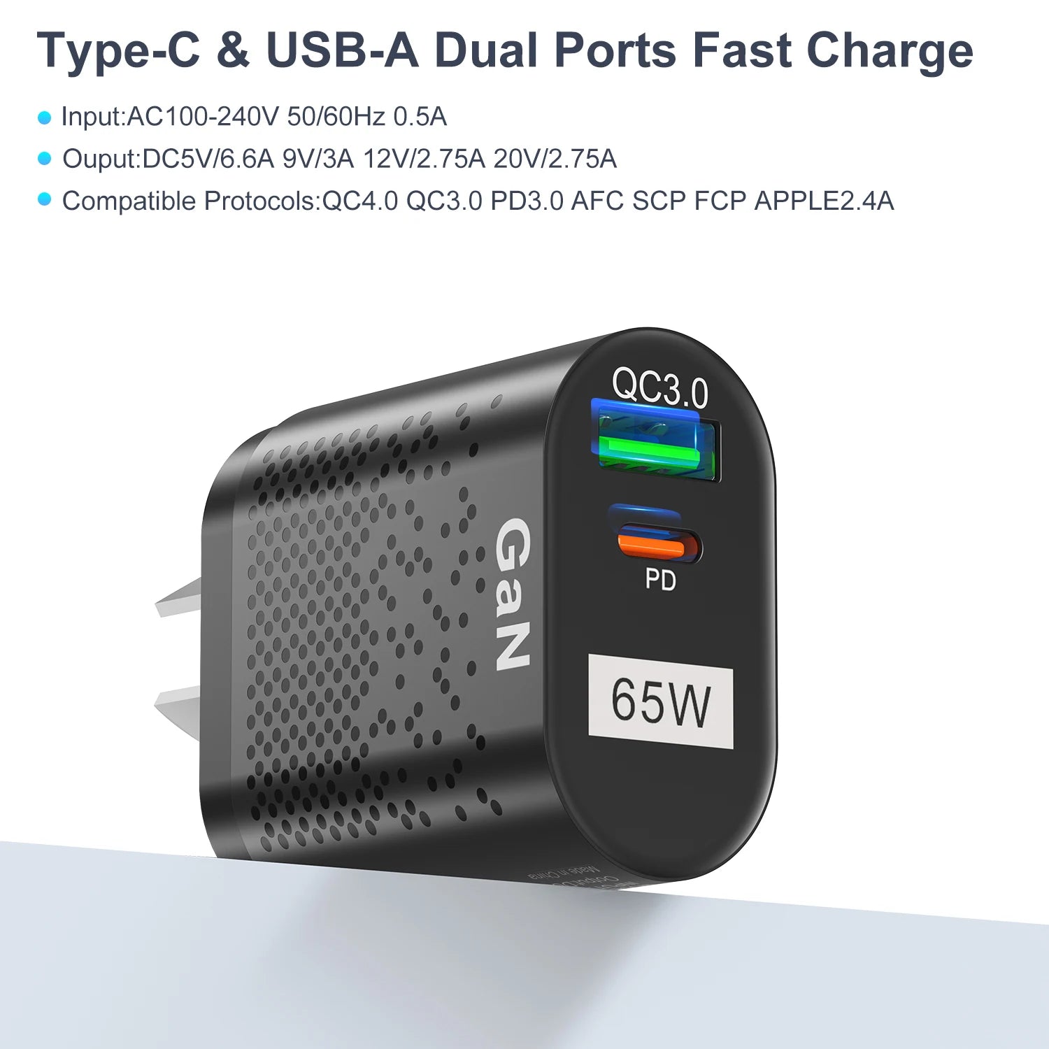 AU Plug 65W GaN Charger by Snagg An Adapter