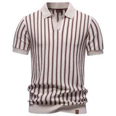 Men's "Ice Silk" Stripe Polo | 2026 Cooling Touch Summer Essential