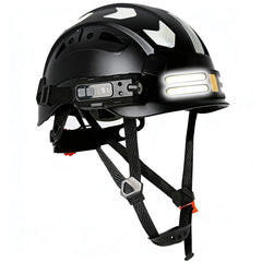 Construction safety helmet with headlamp and reflective stickers – image 7