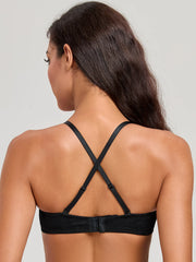 Strapless Minimizer Bra | Sheer Lace Bandeau Underwire No Padding See-Through