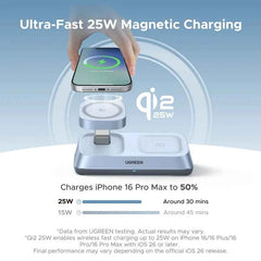 Qi2 25W 3-in-1 Magnetic Wireless Charger Stand | iPhone 17 Pro Max AirPods 4 Apple Watch MagSafe Fast Charger