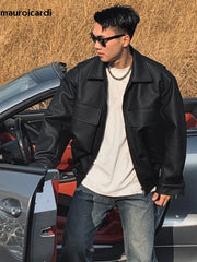 Oversized Matte Black PU Leather Jacket by Snagg A Jacket