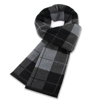 Men’s Luxury Wool Scarf — Cashmere Silk Blend Winter Plaid Shawl