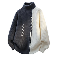 Unisex Vintage Splicing Turtleneck | Autumn/Winter Thermal Knit Pullover